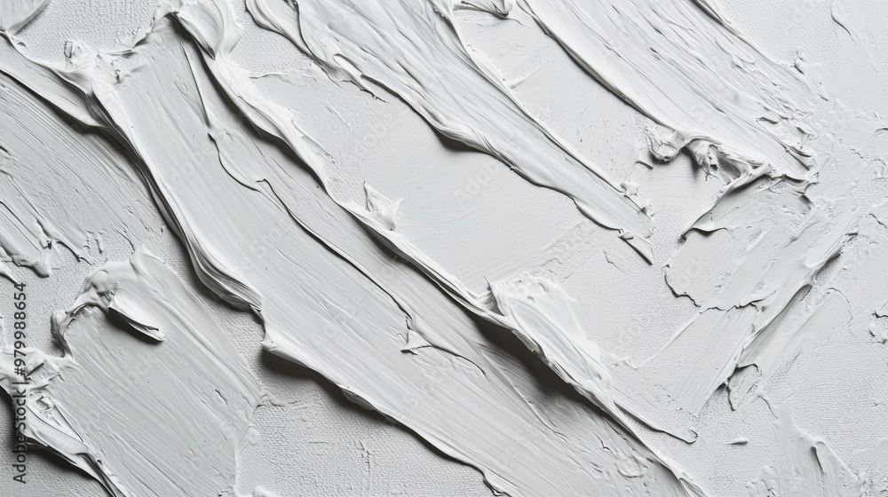 Poster thick white oil paint is creating a textured background with visible brushstrokes. the impasto techn