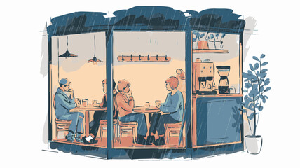Cozy Café Scene with Friends and Coffee