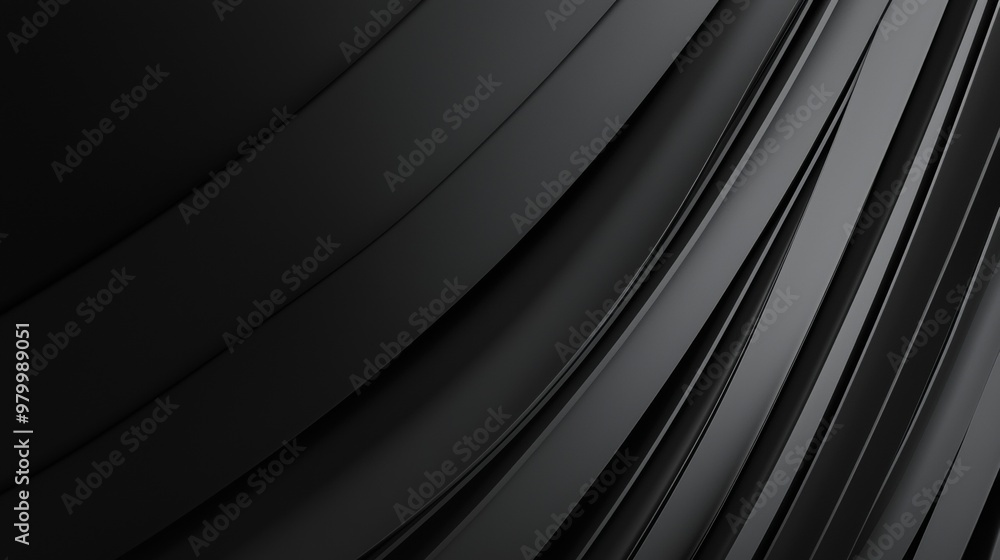 Poster abstract black background with smooth lines creating a modern and minimalist design, perfect for web