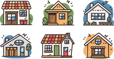 Colorful Illustrated Houses in Various Styles