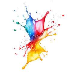 3D colorful watercolor splashes on transparent background