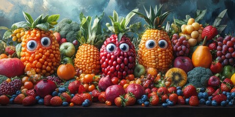 The engaging city where face-adorned fruits turn mundane moments into whimsical and delightful scenes