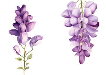 Watercolor purple American Wisteria illustration