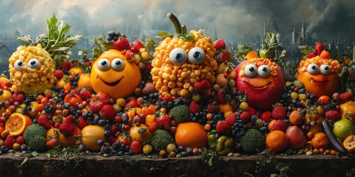 The engaging city where fresh produce with eyes adds a touch of joy and wonder to everyday life