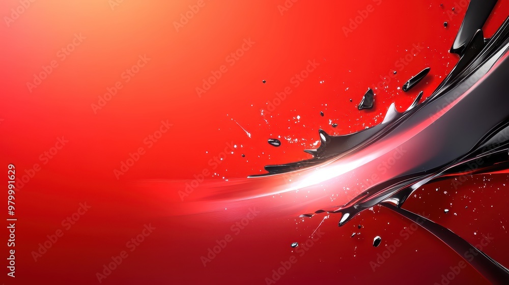 Poster an abstract red and black splash effect with sharp lines and bold, glowing black friday sale text.