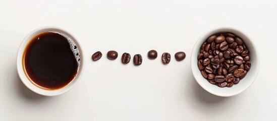 Arabica Coffee In A Cup On A White Background View From The Top And Side
