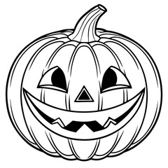 Classic Smiling Pumpkin with Triangular Eyes and Jagged Mouth line art vector