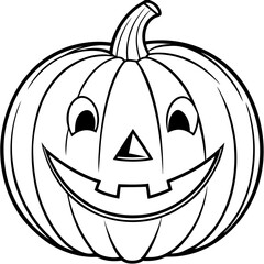 Classic Smiling Pumpkin with Triangular Eyes and Jagged Mouth line art vector