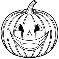 Classic Smiling Pumpkin with Triangular Eyes and Jagged Mouth line art vector