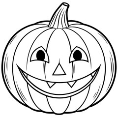 Classic Smiling Pumpkin with Triangular Eyes and Jagged Mouth line art vector