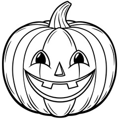 Classic Smiling Pumpkin with Triangular Eyes and Jagged Mouth line art vector