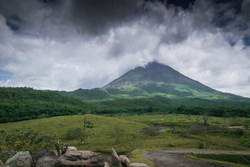 Arenal volcano in clouds, Costa Rica