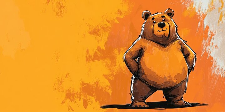 a minimalistic digital drawing of a humoristic adult cartoon bear,