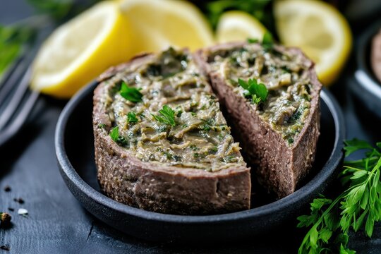 Top view of beef liver pate
