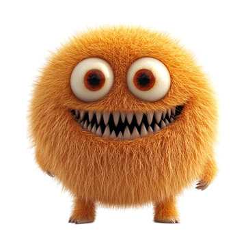 recommend clip art: 3D cute furry monster on transparent background