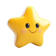 3D cute star on transparent background
