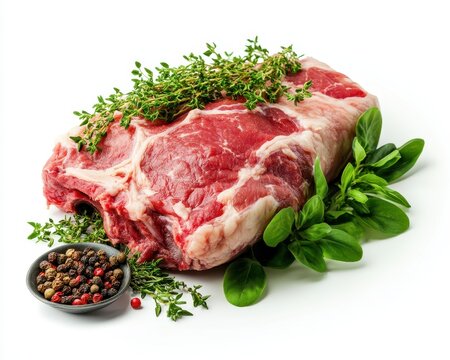 Uncooked pork shoulder on white background