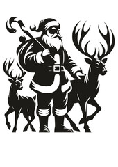 Christmas SVG, Santa Sleigh SVG, Santa with reindeers SVG, Christmas Tree SVG, New Year SVG, Winter SVG, Holiday SVG, Elf SVG, Santa Sleigh Silhouette, Design, Winter Decor, Cut file for Cricut PNG