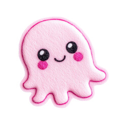 A cute pink octopus plush with smiling eyes, perfect for children's decor or playful designs. Adorable and fun., isolated on a transparent background.