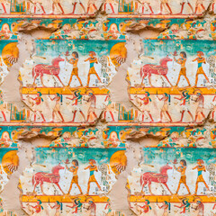 Naklejka premium Ancient rock painting. Seamless pattern.
