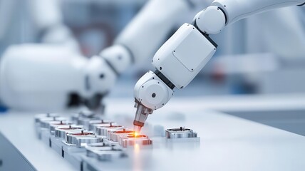 Closeup of advanced robotic arms in manufacturing