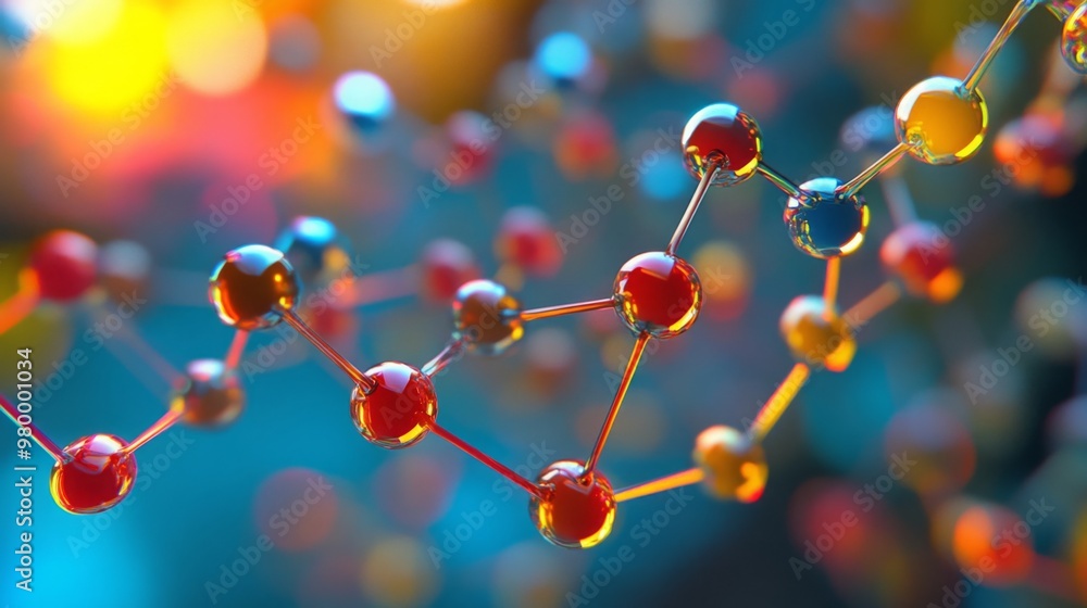 Aufkleber a colorful molecular structure showcases interconnected atoms, illustrating the complexity of scient