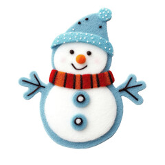 Cute snowman with a blue hat and red scarf, perfect for winter decorations and holiday themes., isolated on a transparent background.