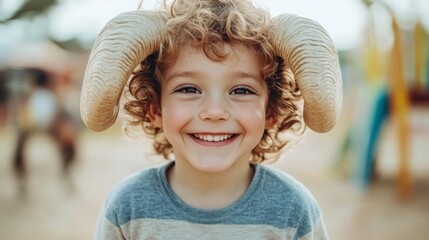 Energetic Aries child on a playground, capturing a dynamic and adventurous personality