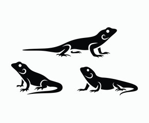 Obraz premium Lizard silhouette EPS vector animal art illustration template on a white background
