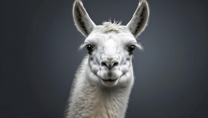 Obraz premium portrait of a llama isolated on solid gray background