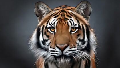 Fototapeta premium portrait of a tiger isolated on solid gray background