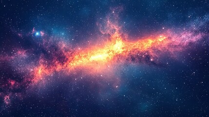 Fototapeta premium A bright, orange-red star in the center of a deep blue night sky with numerous other twinkling stars