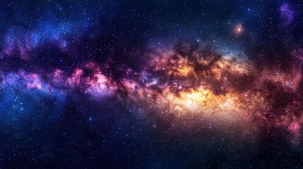   A sky filled with lots of pink and blue stars, surrounded by a field of stars