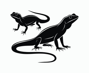 Fototapeta premium Lizard silhouette EPS vector animal art illustration template on a white background