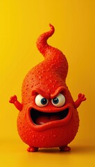 A vibrant and fun red character with an exaggerated expression, perfect for children&rsquo;s content, animation, or playful marketing materials.