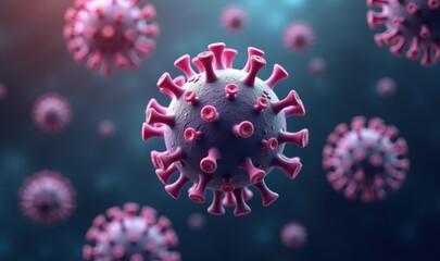A high-resolution illustration of the COVID-19 virus, showcasing its detailed structure in a vibrant, scientifically accurate depiction. Ideal for health-related projects.