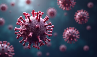 Fototapeta premium A detailed 3D rendering of a virus, highlighting its intricate structure. Perfect for healthcare, scientific research, and educational materials.