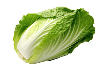 Fototapeta premium Fresh romaine lettuce with crisp leaves ideal for salads or garnishes during spring season at a local market. Generative AI