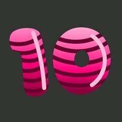 Shiny number 10,10,Bright  glowing shiny glass number  in a 3D illustration , 1 to 10 shiny numbers.