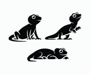 Fototapeta premium Lizard silhouette EPS vector animal art illustration template on a white background