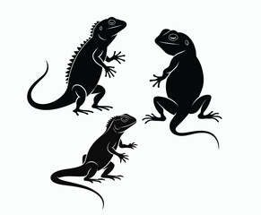 Naklejka premium Lizard silhouette EPS vector animal art illustration template on a white background