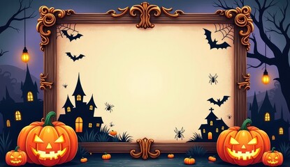 ghostly halloween invitation with spooky forest