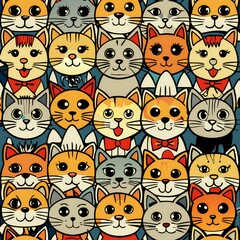 seamless pattern with funny cats