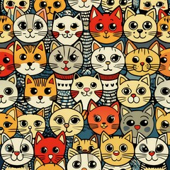 seamless pattern with funny cats