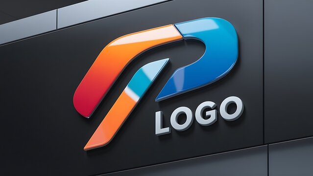 company building 3d colorful logo mock up design template