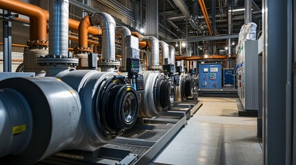Industrial Machinery and Piping System in a Modern Facility
