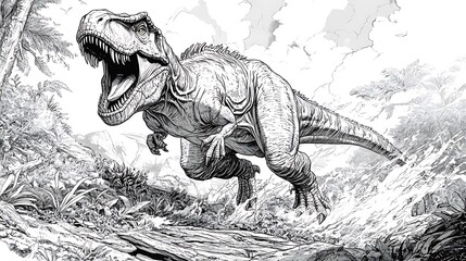 simple coloring page of dinosaurs
