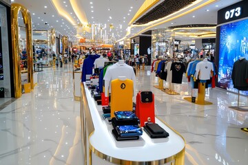 Mall marketing event for Fatherâ€™s Day promotions, offering special discounts on gadgets, clothing, and accessories