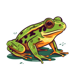 Obraz premium Frog logo design. Abstract drawing frog. Cute toad isolated. Vector illustration