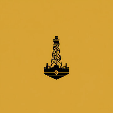 silhouette of oil rig